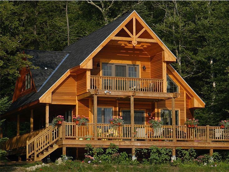 Cabin, Contemporary Plan with 1370 Sq. Ft., 3 Bedrooms, 2 Bathrooms Elevation