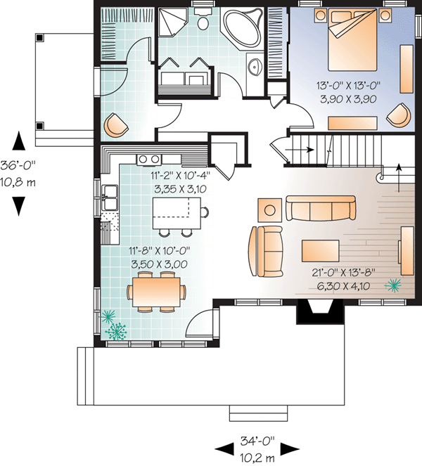 Plan 76124 | Cape Cod Style with 3 Bed, 2 Bath