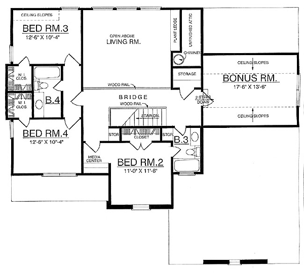 Plan 77099 Traditional Style with 4 Bed, 4 Bath, 2 Car Garage