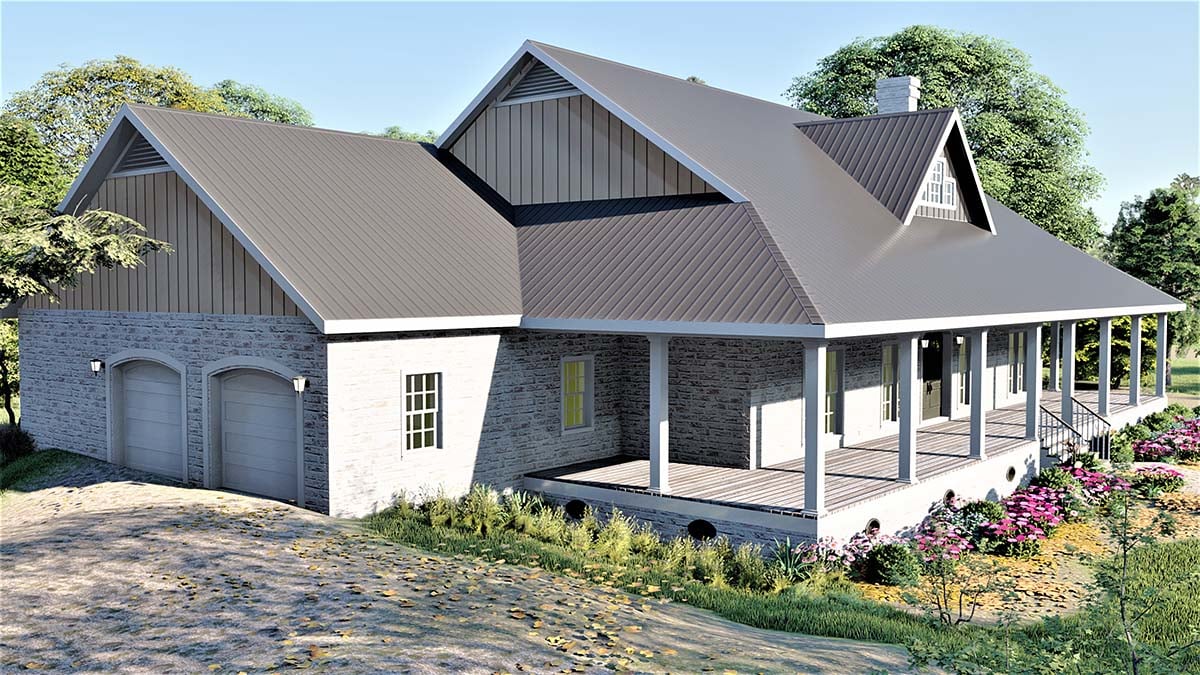 Country, Farmhouse, Ranch, Southern Plan with 2090 Sq. Ft., 3 Bedrooms, 2 Bathrooms, 2 Car Garage Picture 3