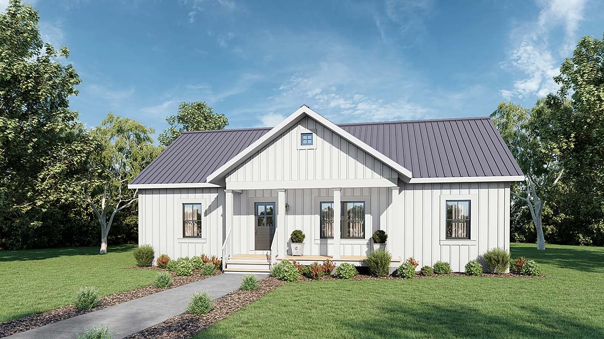 Cottage, Country, Traditional Plan with 1500 Sq. Ft., 3 Bedrooms, 2 Bathrooms Elevation