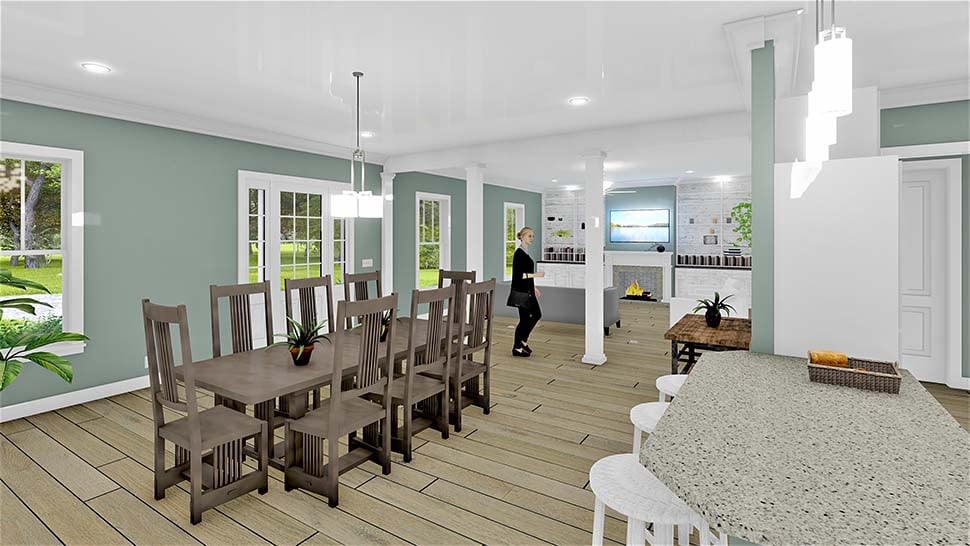 Cottage, Country, Traditional Plan with 2094 Sq. Ft., 3 Bedrooms, 2 Bathrooms Picture 4