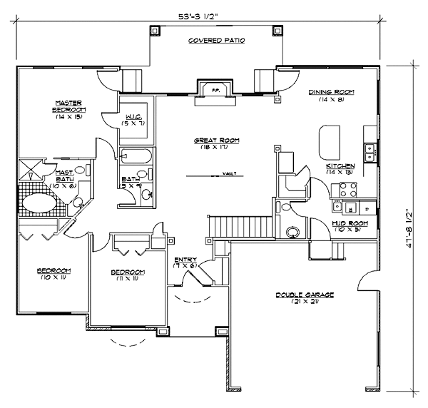 Plan 79714 | European Style with 3 Bed, 3 Bath, 2 Car Garage