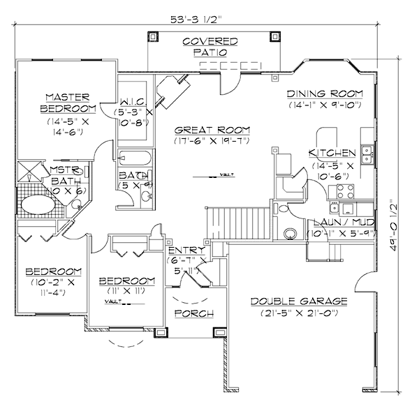 Plan 79725 | Traditional Style with 3 Bed, 3 Bath, 2 Car Garage