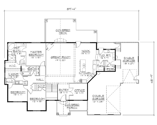 Plan 79823 | Traditional Style with 5 Bed, 4 Bath, 3 Car Garage