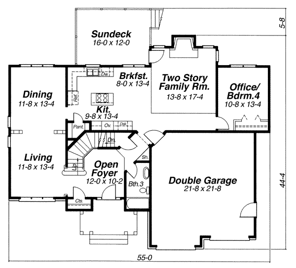 Plan 80210 | Colonial Style with 4 Bed, 3 Bath, 2 Car Garage