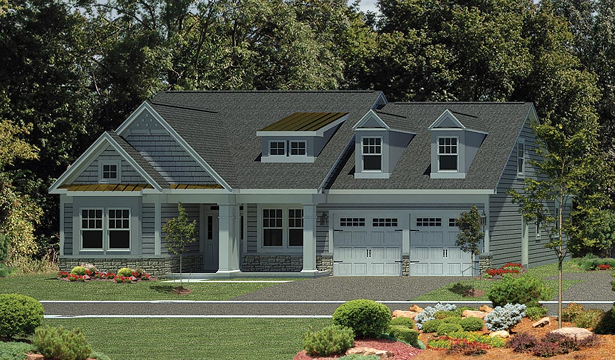 Plan 80302 | Colonial Style with 3 Bed, 2 Bath, 2 Car Garage