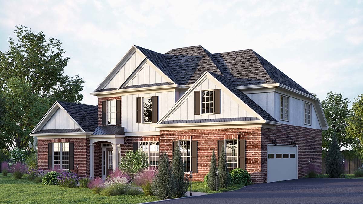 Country, Traditional Plan with 2032 Sq. Ft., 3 Bedrooms, 3 Bathrooms, 2 Car Garage Picture 2