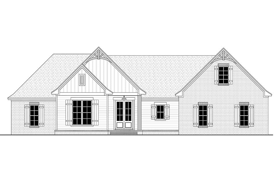 Country, Farmhouse, Traditional Plan with 2095 Sq. Ft., 4 Bedrooms, 2 Bathrooms, 2 Car Garage Picture 4