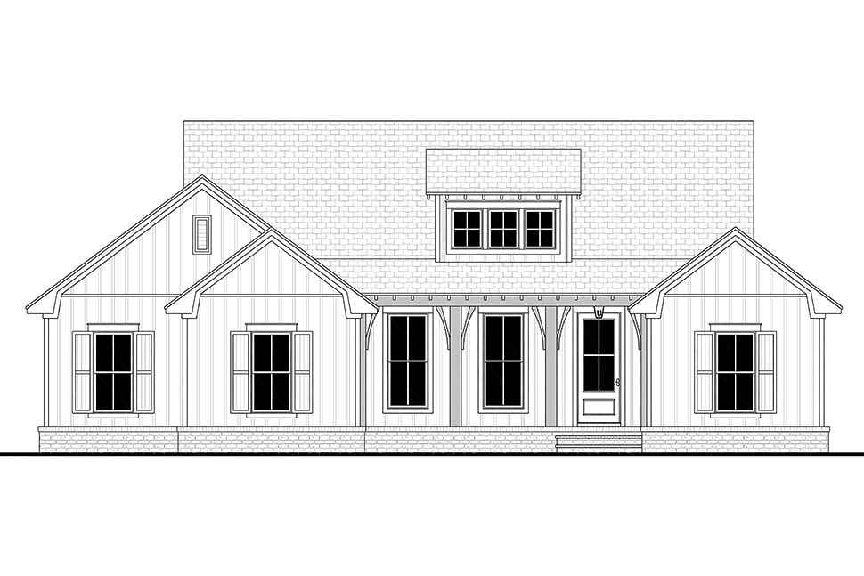 Cottage, Country, Farmhouse Plan with 1697 Sq. Ft., 3 Bedrooms, 2 Bathrooms, 2 Car Garage Picture 4