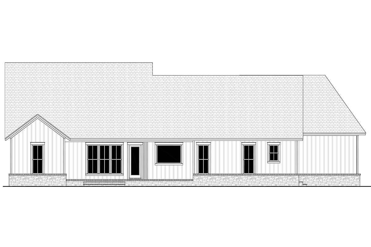 Country, Farmhouse, Traditional Plan with 2301 Sq. Ft., 3 Bedrooms, 3 Bathrooms, 2 Car Garage Rear Elevation