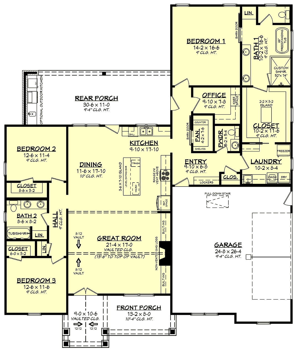 Plan 80827 | Traditional House Plan with 2243 Sq Ft, 3 Beds, 3 Ba