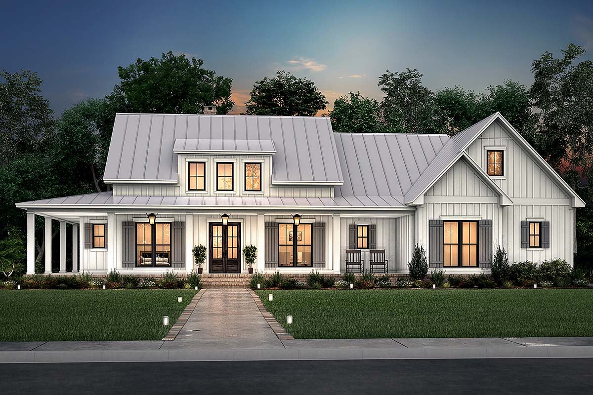 Country, Craftsman, Farmhouse Plan with 2428 Sq. Ft., 3 Bedrooms, 3 Bathrooms, 2 Car Garage Elevation