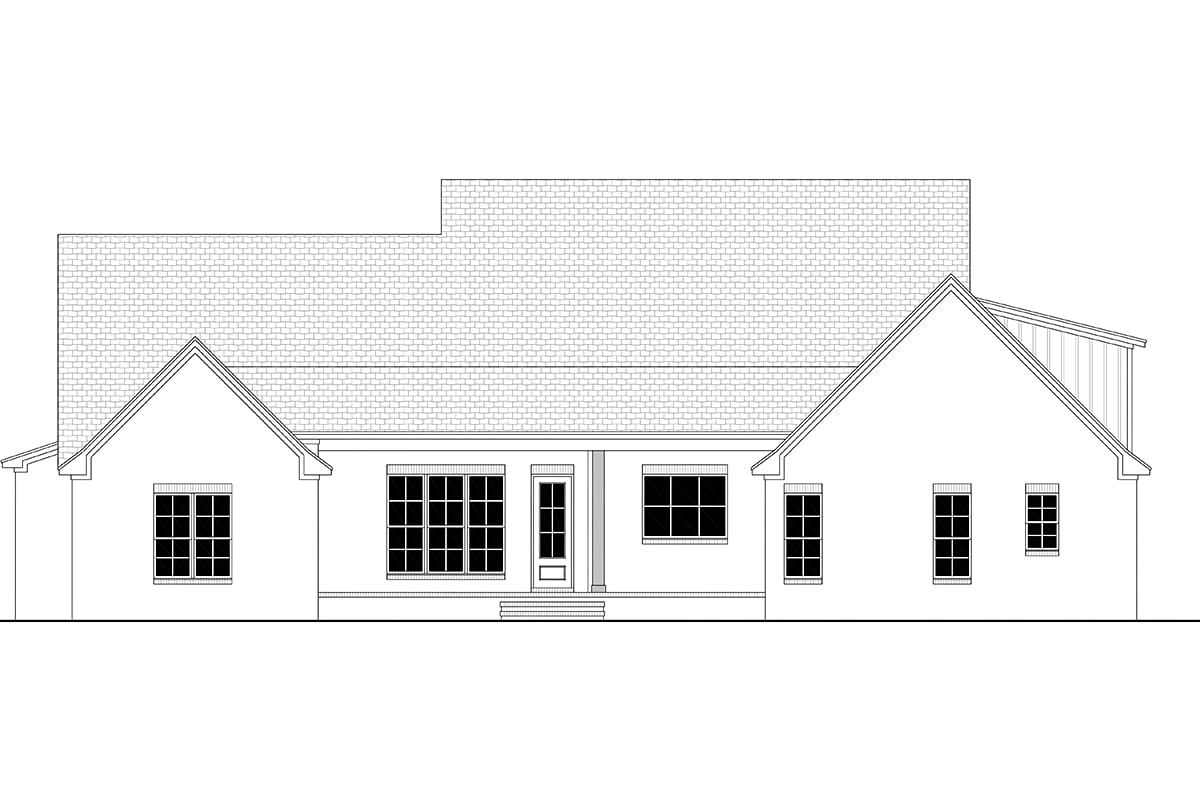 Country, Craftsman, Farmhouse, Traditional Plan with 2985 Sq. Ft., 5 Bedrooms, 4 Bathrooms, 2 Car Garage Rear Elevation
