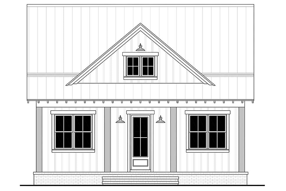 Country, Farmhouse, Traditional Plan with 960 Sq. Ft., 2 Bedrooms, 1 Bathrooms Picture 4