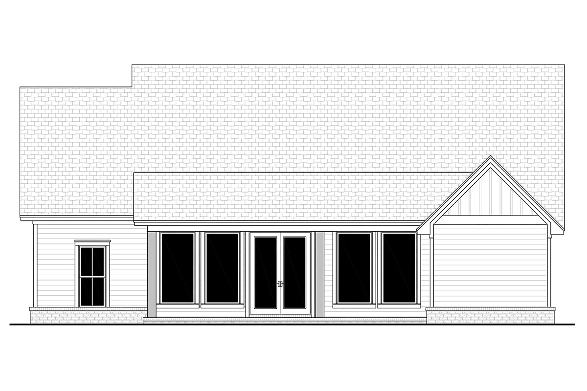 Country, Farmhouse, Traditional Plan with 1828 Sq. Ft., 3 Bedrooms, 3 Bathrooms, 2 Car Garage Rear Elevation