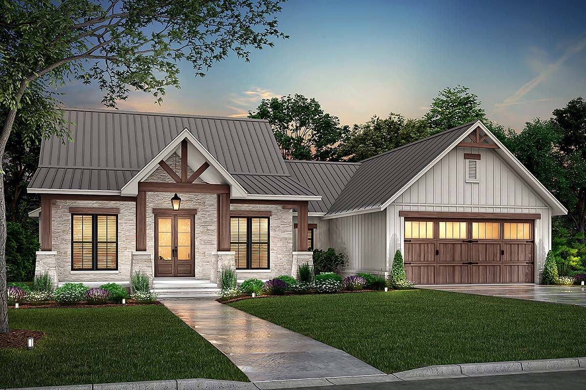 Country, Farmhouse, Traditional Plan with 1698 Sq. Ft., 3 Bedrooms, 3 Bathrooms, 2 Car Garage Elevation