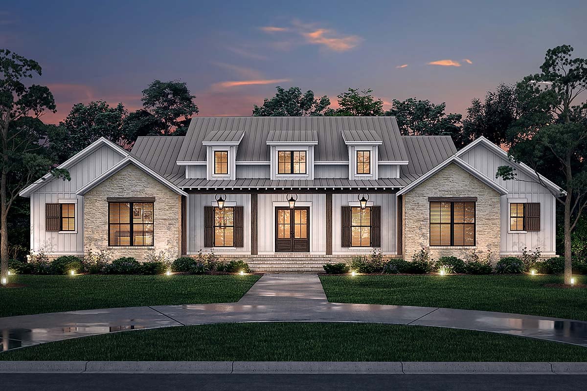Farmhouse, Traditional Plan with 2977 Sq. Ft., 4 Bedrooms, 4 Bathrooms, 2 Car Garage Elevation