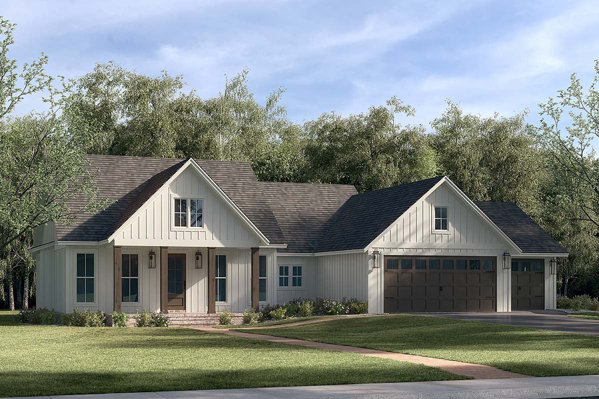 Plan 80889 | Clean, Simple and Welcoming Modern Farmhouse Plan