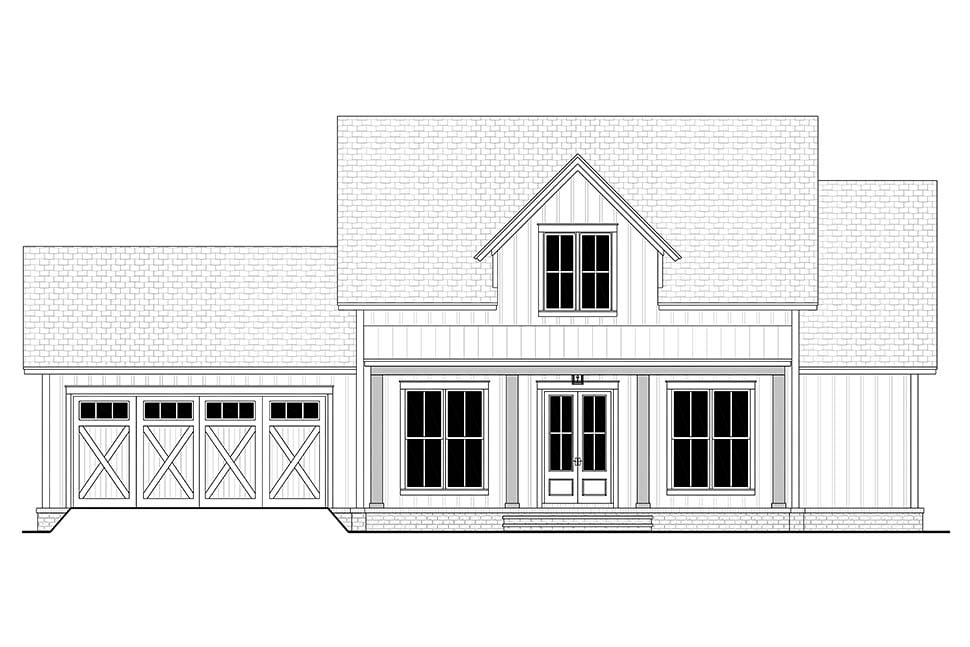 Country, Farmhouse, Traditional Plan with 1479 Sq. Ft., 3 Bedrooms, 2 Bathrooms, 2 Car Garage Picture 4