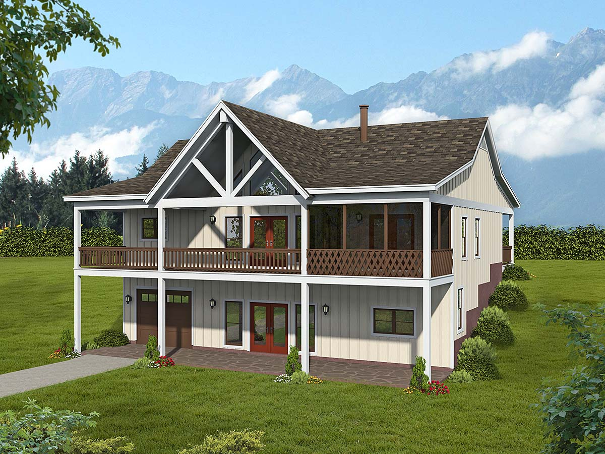 Country, Farmhouse, Ranch, Traditional Plan with 1500 Sq. Ft., 2 Bedrooms, 2 Bathrooms, 1 Car Garage Elevation
