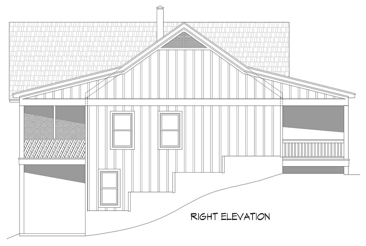 Country, Farmhouse, Ranch, Traditional Plan with 1500 Sq. Ft., 2 Bedrooms, 2 Bathrooms, 1 Car Garage Picture 2