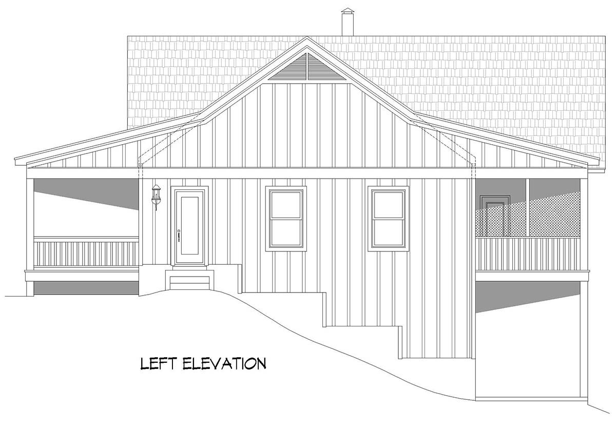 Country, Farmhouse, Ranch, Traditional Plan with 1500 Sq. Ft., 2 Bedrooms, 2 Bathrooms, 1 Car Garage Picture 3