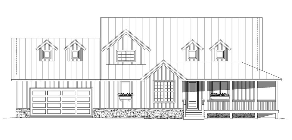 Country, Farmhouse, Traditional Plan with 2120 Sq. Ft., 3 Bedrooms, 3 Bathrooms, 2 Car Garage Picture 4