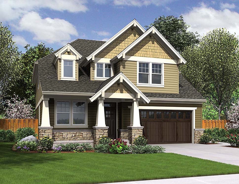 Cottage, Craftsman Plan with 2577 Sq. Ft., 4 Bedrooms, 3 Bathrooms, 2 Car Garage Picture 4