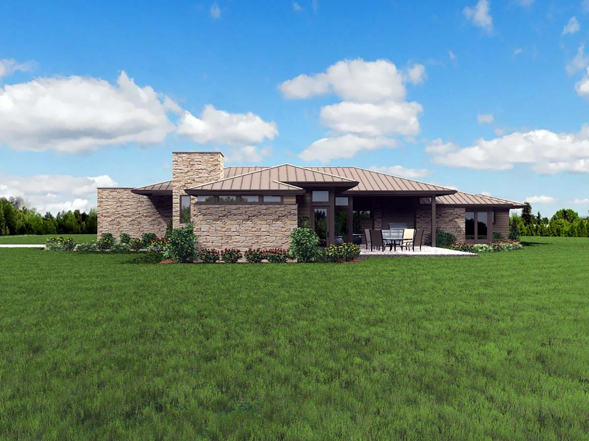 Contemporary, Modern, Prairie Style Plan with 2159 Sq. Ft., 3 Bedrooms, 3 Bathrooms, 2 Car Garage Picture 2