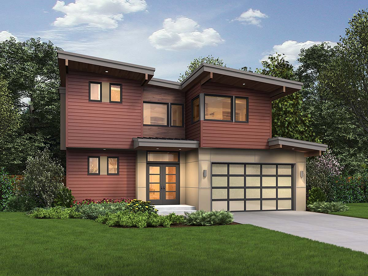 Contemporary, Modern Plan with 3026 Sq. Ft., 4 Bedrooms, 4 Bathrooms, 2 Car Garage Elevation