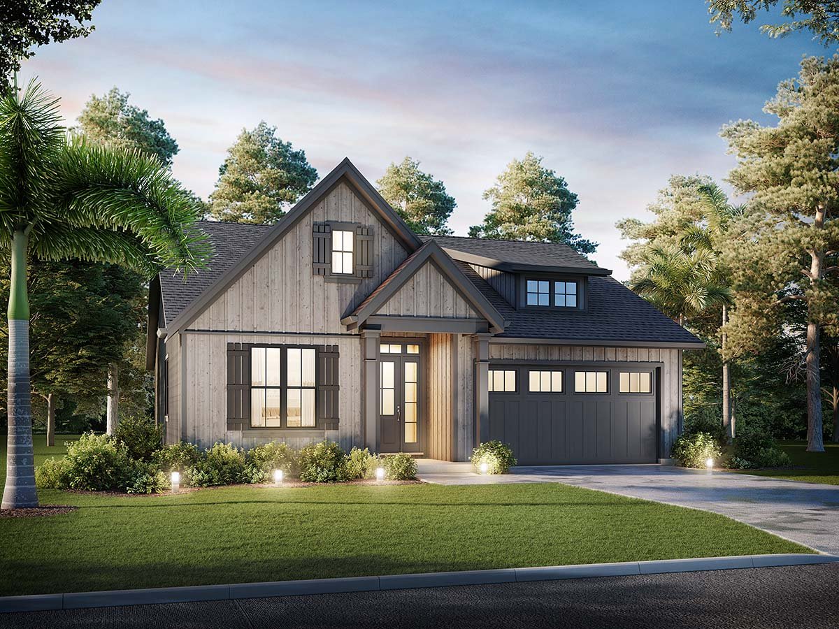 Craftsman, Farmhouse Plan with 1373 Sq. Ft., 3 Bedrooms, 2 Bathrooms, 2 Car Garage Picture 2
