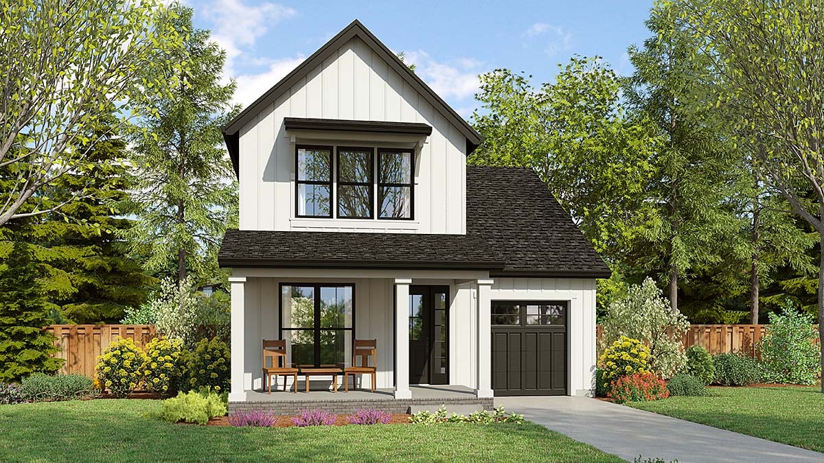 Farmhouse Plan with 1926 Sq. Ft., 4 Bedrooms, 3 Bathrooms, 1 Car Garage Elevation
