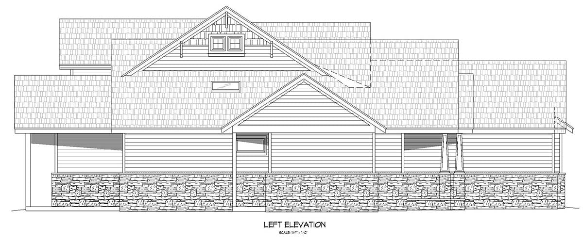 Craftsman, Traditional Plan with 4081 Sq. Ft., 4 Bedrooms, 4 Bathrooms, 4 Car Garage Picture 3