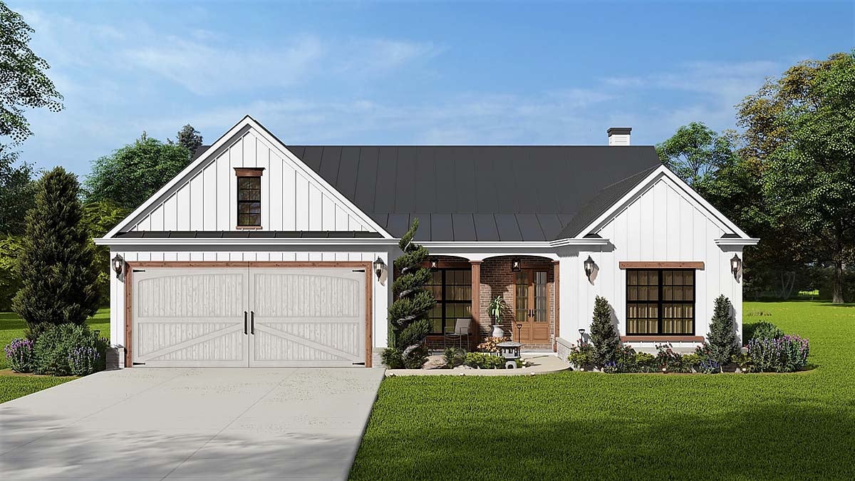 Farmhouse, Ranch, Traditional Plan with 1923 Sq. Ft., 3 Bedrooms, 2 Bathrooms, 2 Car Garage Elevation