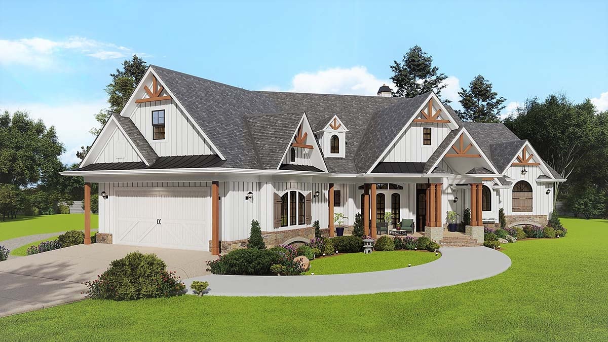 Contemporary, Craftsman Plan with 3224 Sq. Ft., 4 Bedrooms, 3 Bathrooms, 2 Car Garage Picture 3