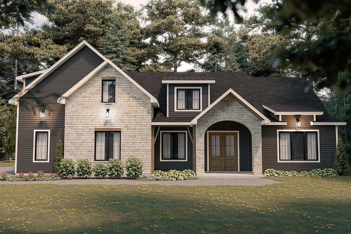 Craftsman, Farmhouse, French Country, Ranch Plan with 2660 Sq. Ft., 3 Bedrooms, 3 Bathrooms, 1 Car Garage Elevation