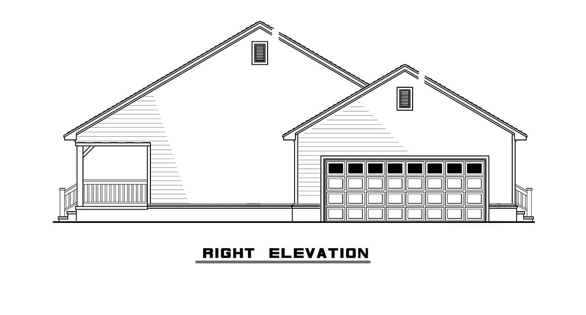 Cabin, Country, Ranch Plan with 1800 Sq. Ft., 3 Bedrooms, 2 Bathrooms, 2 Car Garage Picture 5