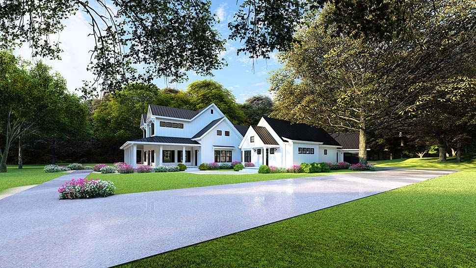 Country, Farmhouse, Southern Plan with 3342 Sq. Ft., 4 Bedrooms, 4 Bathrooms, 4 Car Garage Picture 4