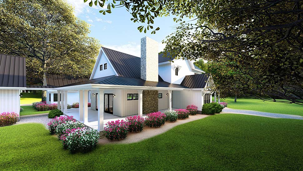 Country, Farmhouse, Southern Plan with 3342 Sq. Ft., 4 Bedrooms, 4 Bathrooms, 4 Car Garage Picture 8