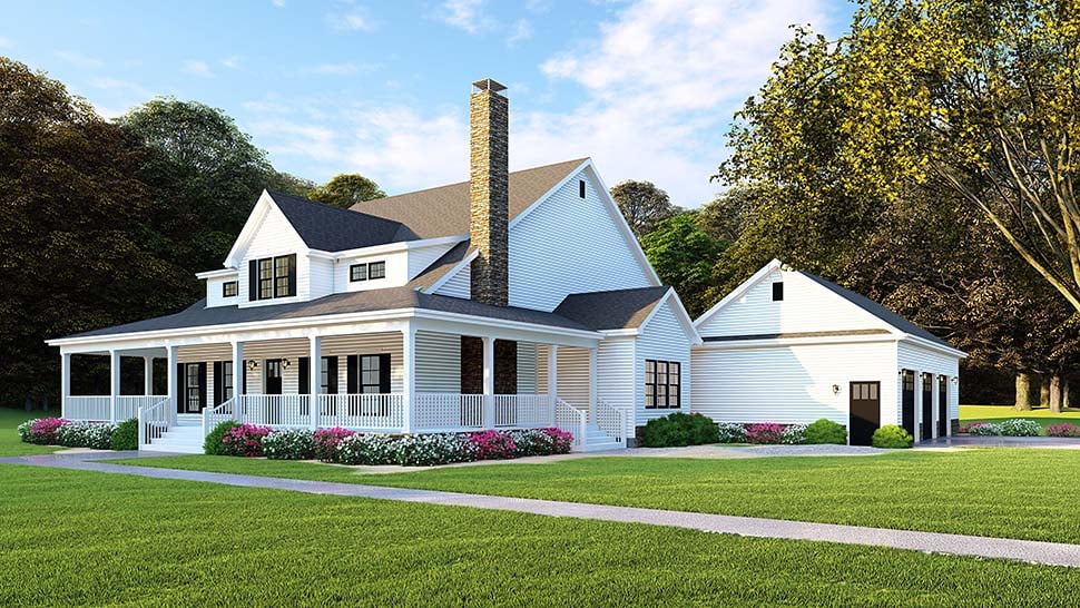 Country, Farmhouse, Southern Plan with 3474 Sq. Ft., 4 Bedrooms, 4 Bathrooms, 3 Car Garage Picture 2