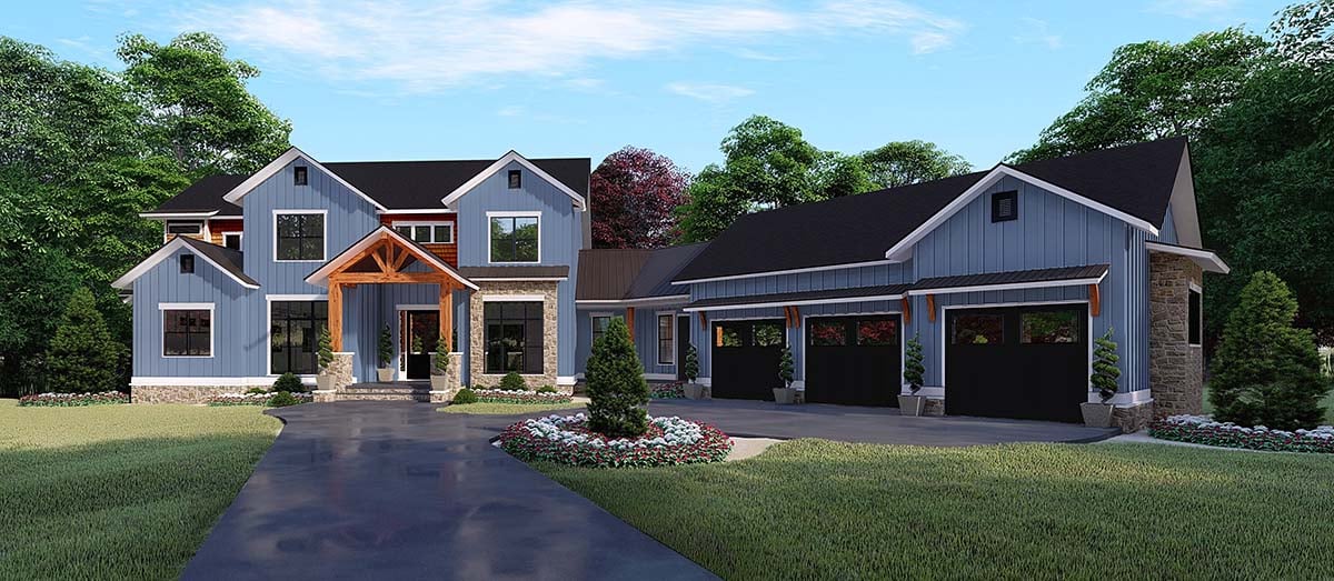 Farmhouse House Plan 82531 With 5 Bed, 5 Car Garage House Plans