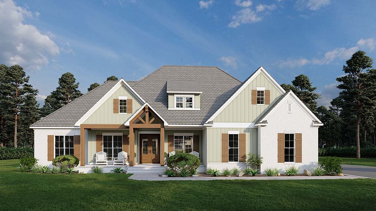 Bungalow, Craftsman, Farmhouse, Traditional Plan with 2638 Sq. Ft., 4 Bedrooms, 5 Bathrooms, 2 Car Garage Elevation