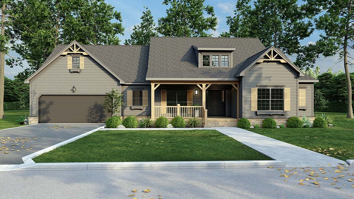 Bungalow, Coastal, Country, Craftsman, Farmhouse, Southern, Traditional Plan with 2211 Sq. Ft., 4 Bedrooms, 3 Bathrooms, 2 Car Garage Elevation