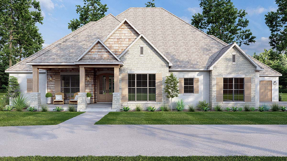 Bungalow, Craftsman, Southern, Traditional Plan with 2340 Sq. Ft., 4 Bedrooms, 4 Bathrooms, 4 Car Garage Elevation