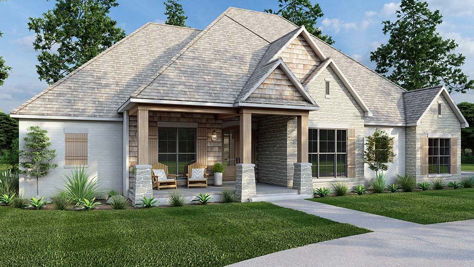 Bungalow, Craftsman, Southern, Traditional Plan with 2340 Sq. Ft., 4 Bedrooms, 4 Bathrooms, 4 Car Garage Picture 4