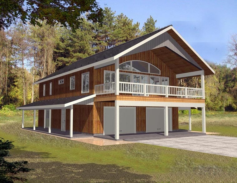 Contemporary, Farmhouse Plan with 1901 Sq. Ft., 2 Bedrooms, 3 Bathrooms, 2 Car Garage Elevation