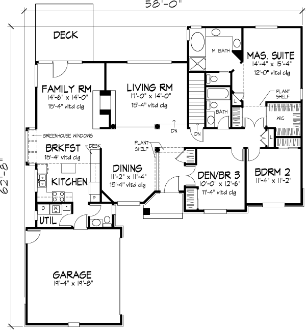 Plan 88425 | Ranch Style with 2 Bed, 3 Bath, 2 Car Garage