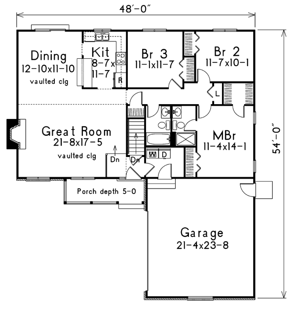 Plan 90125 | with 3 Bed, 2 Bath, 2 Car Garage