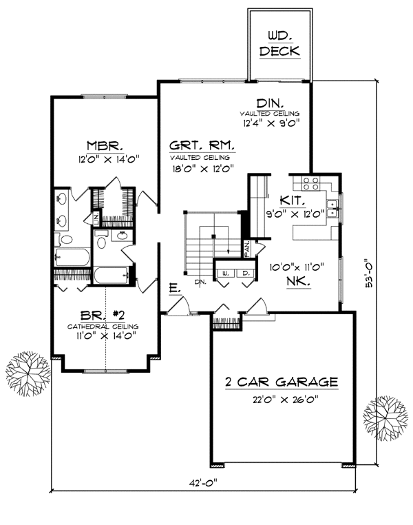 Plan 93124 | European Style with 3 Bed, 3 Bath, 2 Car Garage